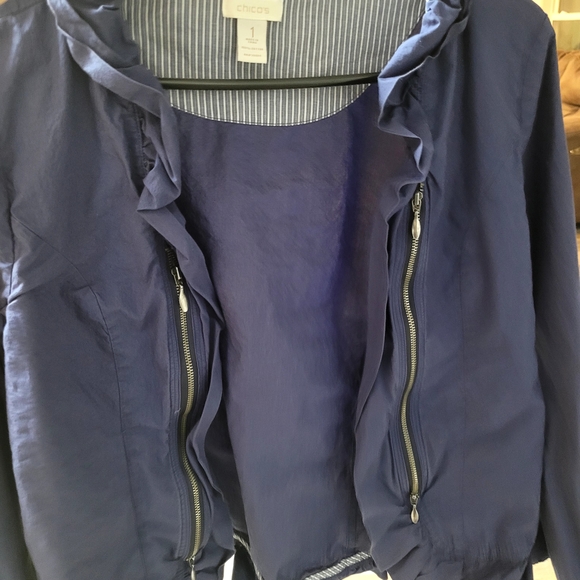 Chico's Navy Ruffled Jacket - Picture 1 of 3